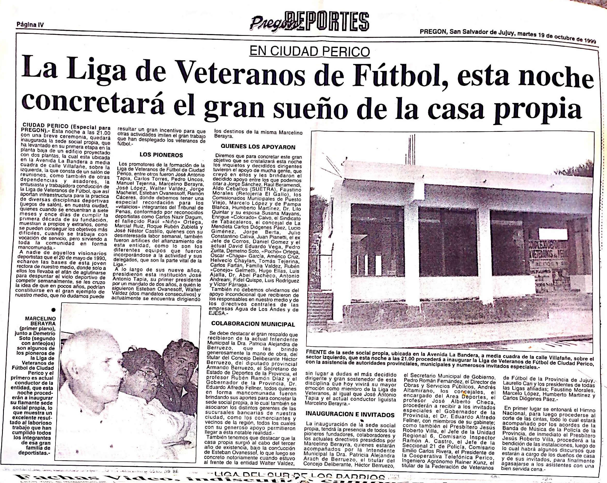 Recorte de periódico sobre Tercer Tiempo FC